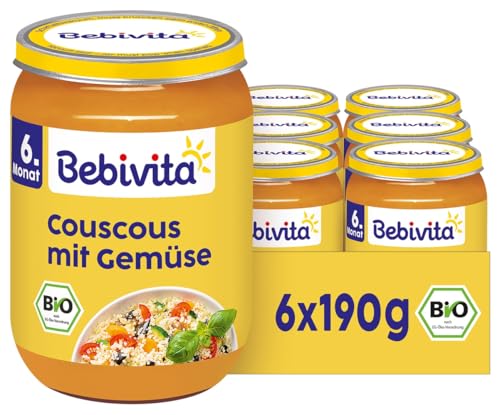 Bebivita Couscous-Gemüse, 6er Pack (6x190g), Menü ab 6. Monat