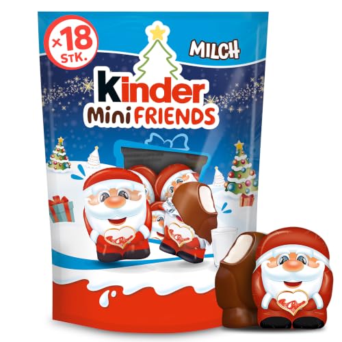 kinder Mini Friends Milch, Schokoladen-Spezialität zu Weihnachten 122 g | Kleine Schokoladenfiguren, Vollmilchschokolade mit Milchfüllung, für Nikolausstiefel, Weihnachtsteller & Adventskalender