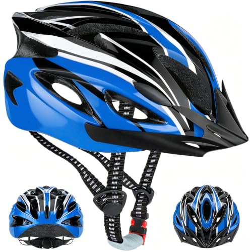 YGVQN Fahrradhelm Erwachsene Herren Damen, Mountainbike Helm MTB mit EPS-Schaum & PC-Schale, Abnehmbares Visier & verstellbares Größensystem 52-62cm, Leichter Rennradhelm Radhelm für Bike (Blau)
