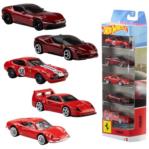 Hot Wheels 5er-Pack Ferrari Fahrzeuge im Maßstab 1:64