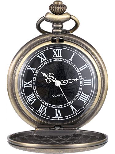 Hicarer Herren Analog Quarz Taschenuhr (Bronze)