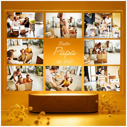 Geschenkfreude Acrylglas Foto Collage LED personalisiert - Bester Papa