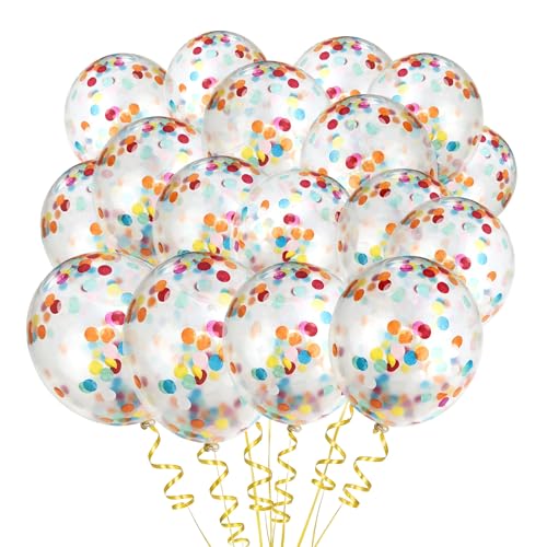NISENTIA 30 Stück Luftballons Bunte Konfetti, 12 Zoll Latex Bunte Konfetti Ballons Luftballons Helium Kindergeburtstag Paillettenballons für Geburtstagsfeiern Hochzeiten Jubiläen Babyparty und Feiern