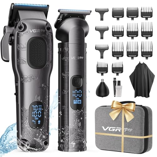 Vgrpro Haarschneidemaschine für Männer Professionell, Kabellose Haarschneidemaschine profi zum Haareschneider, Haarschneider Herren und Trimmer Set, Elektrischer Trimmer Herren mit Paket Box(Gray)