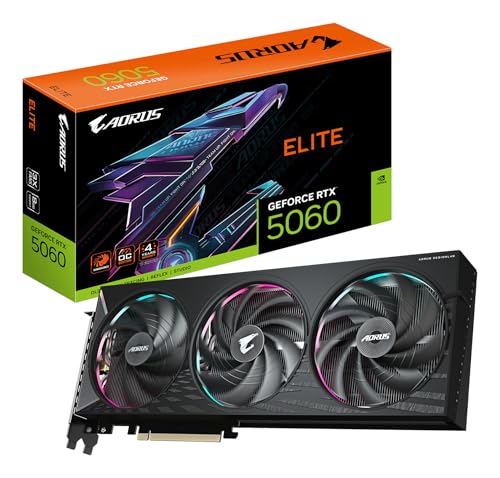 Gigabyte AORUS GeForce RTX 5060 Elite 8G Grafikkarte - 8GB GDDR7, 128bit, PCI-E 5.0, 2722 MHz Kerntakt, 3 x DisplayPort, 1 x HDMI, GV-N5060AORUS E-8GD