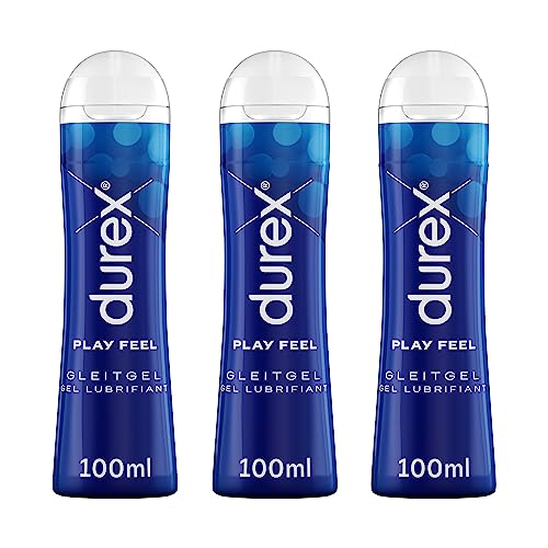 Durex Play Feel Gleitgel - pH freundliches Gleitmittel auf Wasserbasis für Frauen, kondomgeeignet, geeignet für vaginalen oder Solo-Sex (3 x 100 ml)