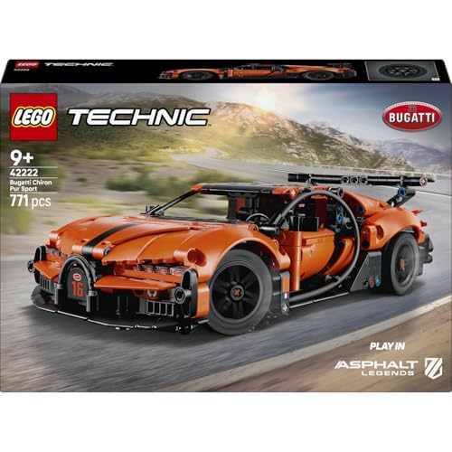 LEGO Technic Bugatti Chiron Pur Sport Hypercar 42222 | Spielzeug ab 9 Jahren für Jungen, Sportwagen Modellauto mit Lenkung, W16-Motor und Türen, Rennauto Geschenk, 771 Teile