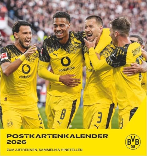 BVB Postkartenkalender 2026: Kleiner Kalender für große Fans: Die Stars von Borussia Dortmund in einem Tischkalender zum Aufstellen oder Aufhängen. ... Spieler-Postkarte. (Postkartenkalender Heye)