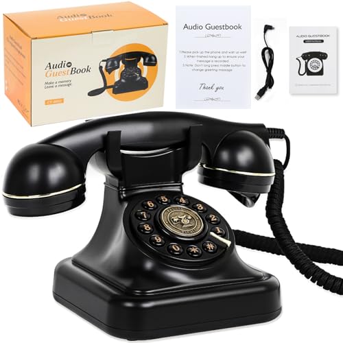 ROOMEDAL Audio-Gästebuch für Hochzeiten, Vintage-Telefon mit Sprachnachricht und Premium-Geschenkbox für besondere Anlässe, Junggesellinnenabschied, Geburtstagsfeier, Babyparty