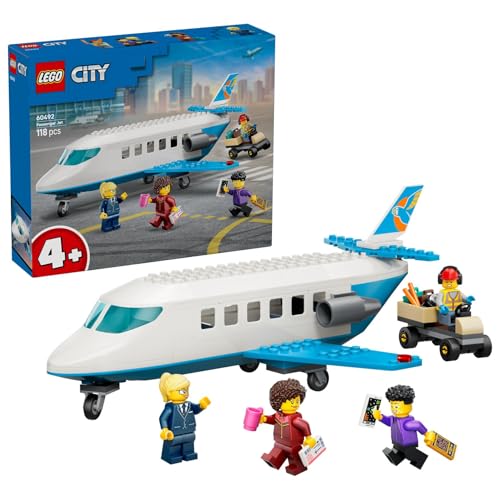 LEGO City Passagierjet 60492 | Spielzeug ab 4 Jahren für Jungen und Mädchen, Flugzeug Modellbausatz mit 4 Minifiguren, Geburtstagsgeschenk, 118 Teile