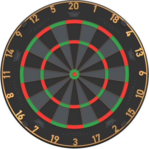Bull's Advantage Black Sisal Dartscheibe, Selbstheilende Steeldartscheibe gegen Verschleiß - Ultradünner Goldener Messerdraht Spider Minimiert Abpraller - PDC WDF Turnier Dart Board, Black Edition