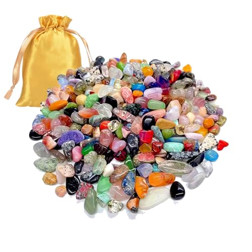 200g Edelsteine, 80 Arten Natürliche Bunte Trommelsteine, 8-15mm Größe, Mit Praktischem Stoffbeutel, Glückssteine, Sammelsteine, Dekoration, Festlichkeiten