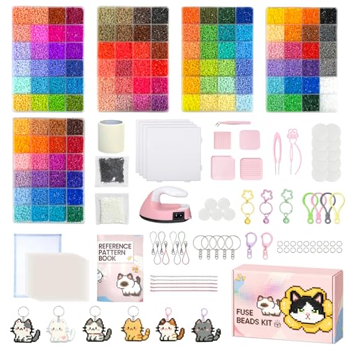 TXGSDXS Bügelperlen Set 62000 Stück 120 Farben 2,6 mm mit Bügeleisen