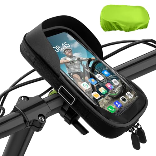 CNMTCCO Handyhalterung Fahrrad Wasserdicht Handyhalter Motorrad mit Regenhaube 360°Drehbarem Fahrradhalterung Lenkertasche für 7 Zoll Smartphone