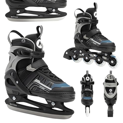 ATTABO Bladeroll 2-in-1 Kinderschlittschuhe & Inline Skates – Verstellbar, mit Wechselkufe, ABEC-7-Lager, Aluminiumrahmen & TPR-Bremse, Komfort & Sicherheit für Kinder