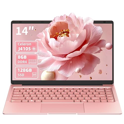 Nmybwo 14 Zoll Laptop, 8GB RAM, 128GB SSD, Celeron J4105 bis zu 2,5 GHz