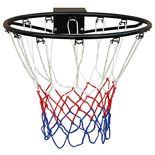 FUNJEPE Profi-Basketballring (45 cm), Basketballnetz und Wandbefestigungen, geeignet für Erwachsene und Kinder, für drinnen und draußen, Schwarz