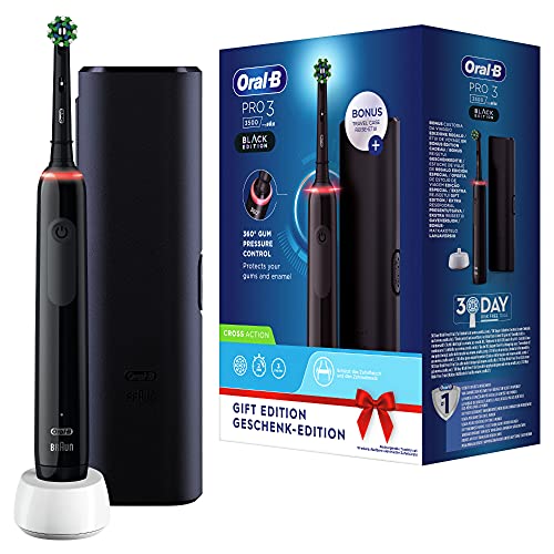 Oral-B Pro 3 3500 Edition mit Reise-Etui, Schwarz, 3 Stück (1er Pack)