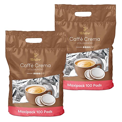 Tchibo Kaffeepads Vorratspack Maxipack, Caffè Crema vollmundig, 200 Stück – 2x 100 Pads (Kaffee, ausgewogen und vollmundig), nachhaltig, geeignet für Senseo Maschinen