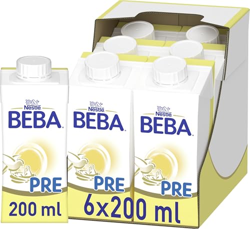BEBA PRE Anfangsmilch trinkfertig, von Geburt an, Babynahrung, nur Laktose, ohne Palmöl, 6er Pack (6 x 200ml)