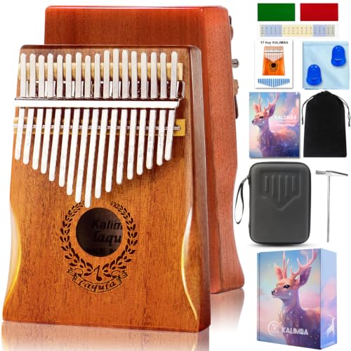 Kalimba 17 Schlüssel Daumenklavier - Tragbares Finger Piano Mbira Professionelles Musikinstrument Marimbaphone mit Schutzhülle, Lernanleitung, Stimmhammer für Kinder Erwachsene Anfänger