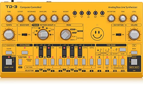Behringer TD-3-AM Analoger Bass-Line-Synthesizer mit VCO, VCF, 16-stufigem Sequenzer, Verzerrungseffekten und 16-stimmiger Polykette