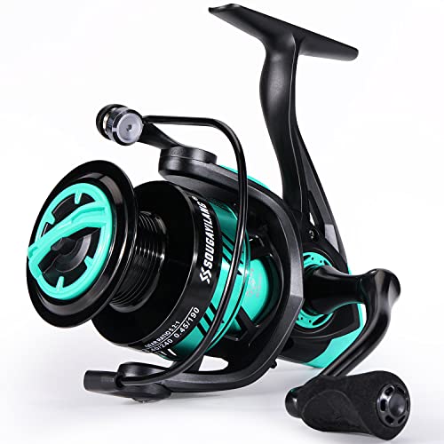 Sougayilang SL Spinnrolle 5,2:1 Hochgeschwindigkeits-Metallspule Leistungsstarke Spinnangelrollen Karpfenangeln Hecht Kohlefaser Drag Max 25LB Angelrolle-G30