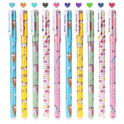 OFFCUP Einhorn Stifte, 10 St체ck Gelstifte Bunt, Einhorn Geschenk M채dchen Stifte, 10 Farbe, Durchmesser der Spitze 0,38mm, f체r Schule, B체ro, Zuhause Geburtstagsgeschenk B체robedarf