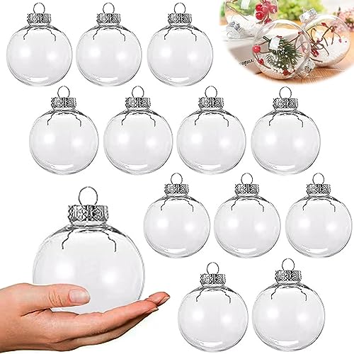 Neioaas 2,36Zoll durchsichtige Kunststoffkugeln Ornamente-DIY befüllbare Weihnachtsschmuckkugeln,12Stück durchsichtige Kunststoffkugeln fürWeihnachten,Halloween,Geburtstag, Hochzeitdekor,Handwerkdekor