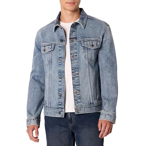 Amazon Essentials Herren Regular-Fit Denim-Jacke mit geringem Stretchanteil, Hell Getönt, M