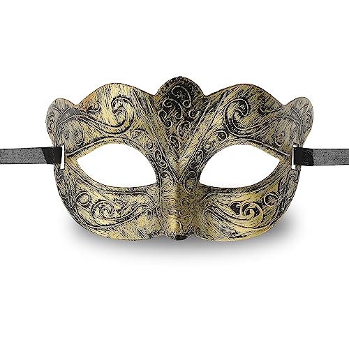 Sibba Maskerade Maske für Halloween Männer Gesichtsmaske Kostümball Party-Verkleidung Maskenball Venezianische Maskerade Augenmaske Weihnachten Karneval Kostüm Fasching Abschlussball Maske (Gold)