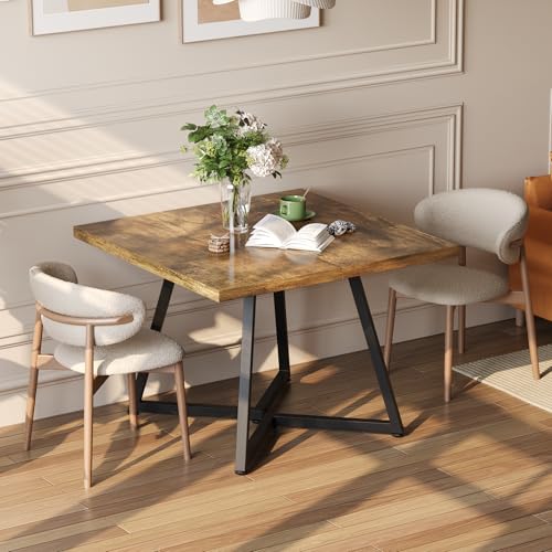 APICIZON Esstisch, 80x80 cm Küchentisch klein, Esszimmertisch für 4 Personen, Kleiner Esstisch Holz, Quadratischer Dining Table für kleine Räume, Moderner Couchtisch für die Wohnung, Retro Braun
