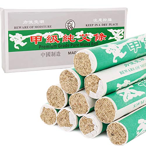 Moxa Rollen - PowerKing 10 Rollen rauchfrei reine Moxa Sticks für milde Moxibustion Gesundheitspflege entlasten Körper Schmerz Massage