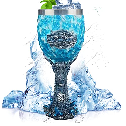 Tuzsocr Game of Thrones Kelch, Stark & Tully & Targaryen & Lannister & Baratheon Edelstahl Harz 3D Kaffee & Bierbecher Trinkgeschirr Becher (Blauer Drache)