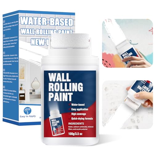 HuakChai Wandfarbe Ausbessern Weiß, Schnelltrocknende auf Wasserbasierte Wandfarbes Weiß Roller, Tragbares Farbroller Wandfarb, Ausbesserungsfarbe Weiss Roller für Flecken und Kratzer