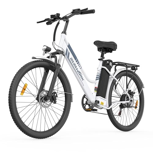 TIGUOWISH E-Bike 26 Zoll mit 100-120KM Reichweite, 250W E-Bike Damen Herren, 36V20AH Akku & 7 Gang, Elektrofahrrad mit LED-Display, Federung & 120KG Belastung für Stadt (Weiß)