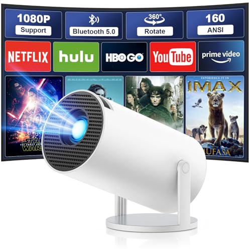 Beamer 4K, Full HD 1080P Mini Projector, WiFi 6 und Bluetooth 5.4 Auto Vertikale Trapezkorrektur, Beamer 4k Heimkino, 200 Zoll, Tragbarer Video Projector für Handy/TV Stick/Laptop/HDMI