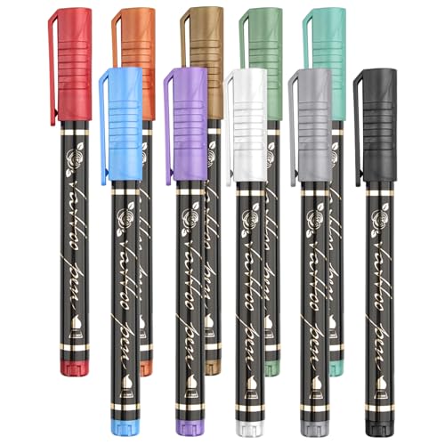 Deepton Tattoo Stifte Kinder, 10 Stück Glitzer Kinder Tattoostifte Set