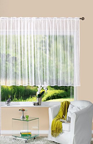 Gardine Store Jacquard Isabella HxB 120x300 cm Kräuselband Universalband Weiß Längsstreifen Transparent Voile Vorhang Wohnzimmer, 13145