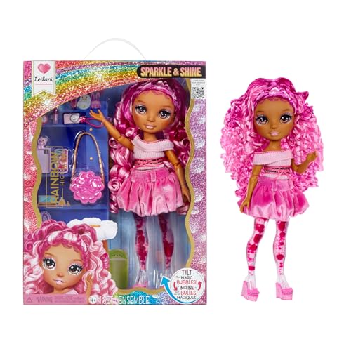 Rainbow High Sparkle & Shine Doll - Leilani - 28 cm Modepuppe mit Pinkfarbenem Haar und Magischen Zauberblasen in den Beinen, Farbe, zum Stylen + Spielen, Sammlerstück, Für Kinder von 4 bis 12 Jahren
