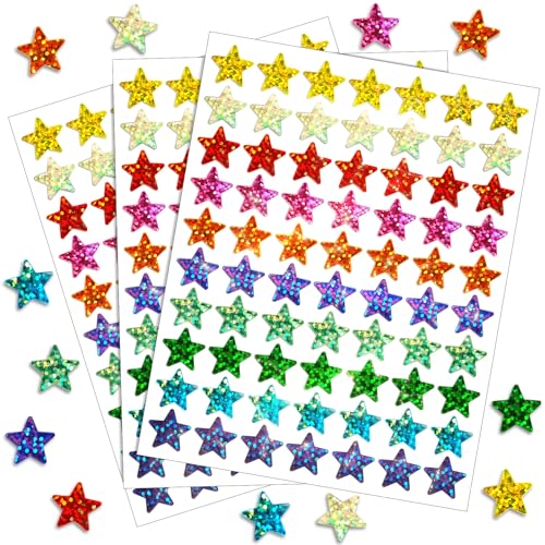 Sticker Weihnachten 2100 Glitzer Star Sticker, Weihnachten Kinder Belohnungssticker Bunte Laser Weihnachtssticker, Selbstklebende Weihnachtsaufkleber Glitzer Aufkleber für Kalende DIY Weihnachtsdeko