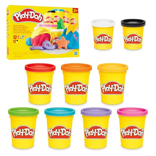 Play-Doh Fantastische Farben mit 9 Dosen (7 Standardgrößen, 2 kleine Dosen), zum Kneten & Spielen ab 3 Jahren, fördert die Feinmotorik, für Kinder