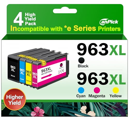 CanPick 963xl Multipack Druckerpatronen Kompatibel für HP 963xl für HP963 XL für Officejet Pro 9010 9012 9020 9013 9014 9015 9016 9018 9019 9022 9023 9025 9026 9028 patronen(‎‎‎‎‎‎‎963 XL, 4er-Pack)