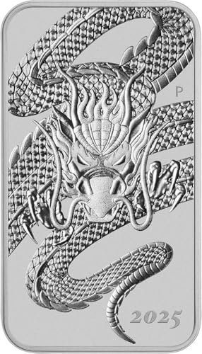 Drache Rechteckig 1 Unze Silbermünze 2025, 31,1 Gramm 999,9/1000 Feinsilber
