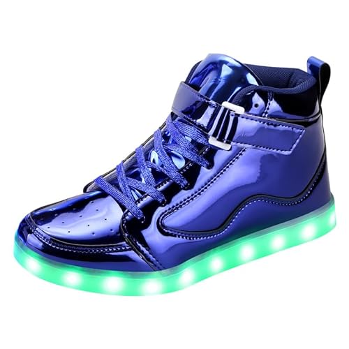 Padgene Damen Herren LED Leuchten Schuhe Unisex Leuchtende Blinkende Turnschuhe USB Aufladen Schnürschuhe Paare Tanzschuhe, G-blue, 10 Women/8 Men