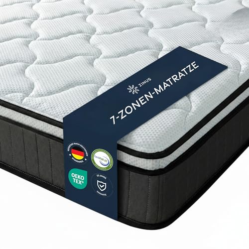 Zinus Hybrid Taschenfederkernmatratze 90x200cm - Härtegrad H2/H3 - Höhe 25 cm - Kühlende Ergonomische Memory Foam Matratze - Oeko-TEX Zertifiziert - Produziert nach Deutschem Qualitätsstandard