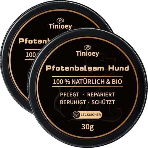 Tinioey Pfotenbalsam Hund 30g x 2 - heilt, repariert und regeneriert trockene, rissige & beschädigte Pfoten, Pfotenpflege Pfotenschutz Hund, Hundepfoten Balsam, Hundezubehör, Hunde Geschenke