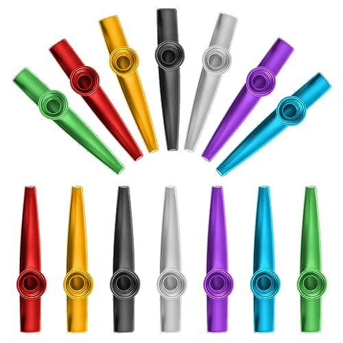 14 Stück Kazoo Set Kazoos Metall Kazoo Metall Aluminiumlegierung Kasu Musikinstrumente in 7 Farben Kazoo für Jugendliche und Musikliebhaber Anfänger Erwachsene Party Favors Geschenke