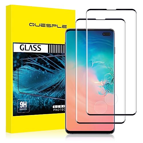 QUESPLE [2 Stück] Panzerglas Schutzfolie für Samsung Galaxy S10 Plus, Anti-Kratzen, Ultra-klar, Anti-Bläschen, Fingerabdruck-ID Gehärtetem Glas Displayschutzfolie für Galaxy S10 Plus
