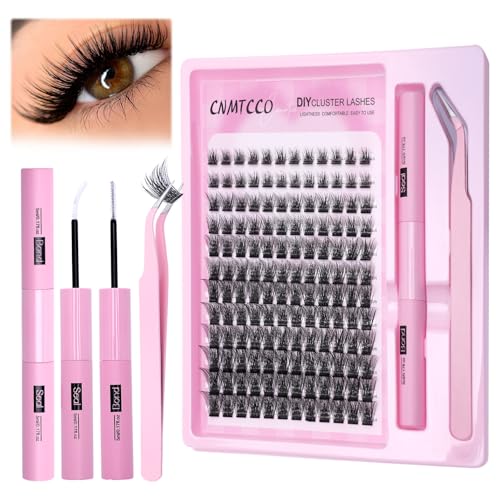CNMTCCO DIY Wimpern Extensions, 144 Cluster lash Extension set, Individuelle Wimpernverlängerung Kit, Volumen Wimpernbüschel für Zuhause, Manga (8-16 mm Mix)